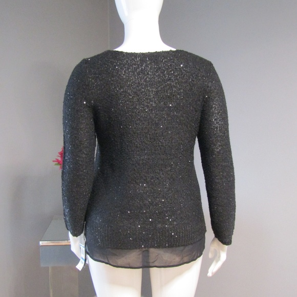 Alfani Women's Textured Surplice Front Sweater Black Size XX-Large